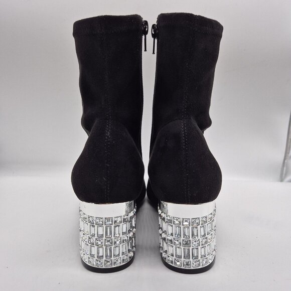 Dune London Optimal Black Bootie Crystal Heels Size 40 US 9 - Picture 3 of 11